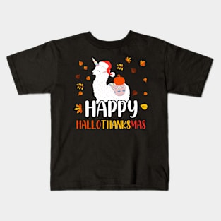 Happy Hallothanksmas / Cute Llama Happy Hallothanksmas Kids T-Shirt
